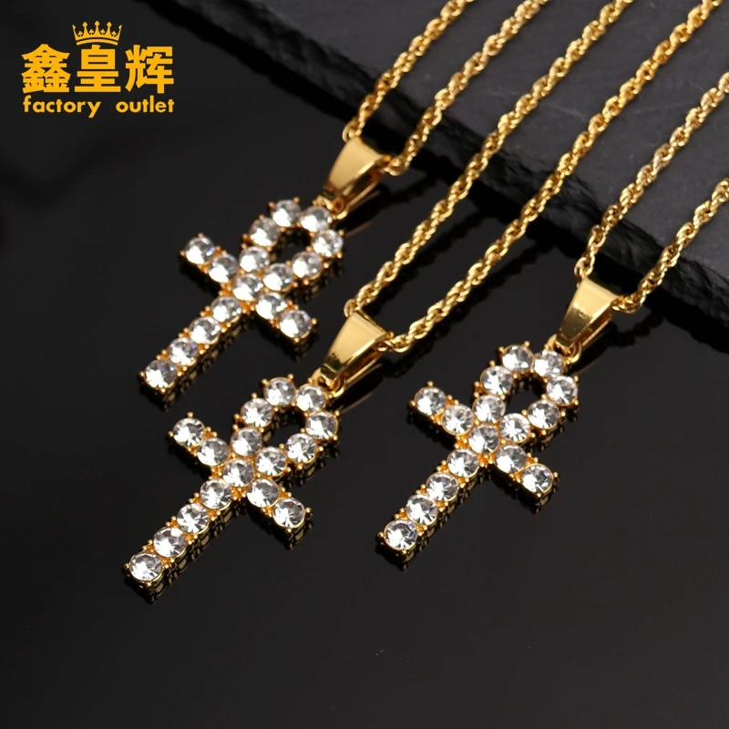 Для мужчин новый роскошный простой алмазный кулон с крестом золотого и