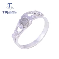 TBJ natural 0.62ct  Diamond Rough Ring real africa diamond  925 sterling silver fine jewelry for women tree leaves design