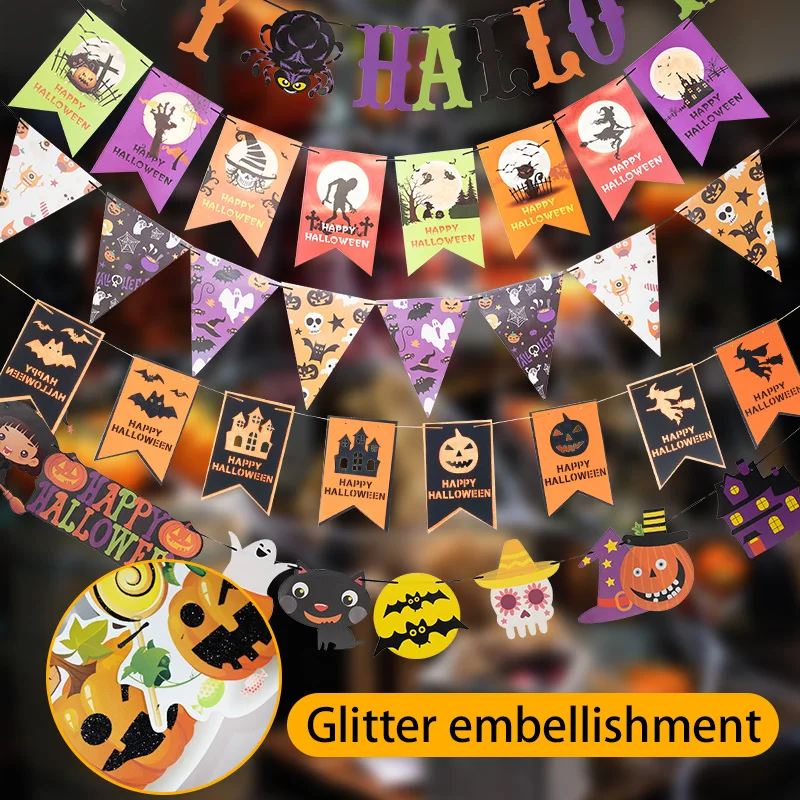 21 вид украшения для Хэллоуина с флагом из мультфильма Тыква призрак вечерние