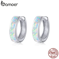 bamoer real 925 sterling silver minimalist hoop earrings for women ear circle hoops brincos engagement statement jewelry sce861