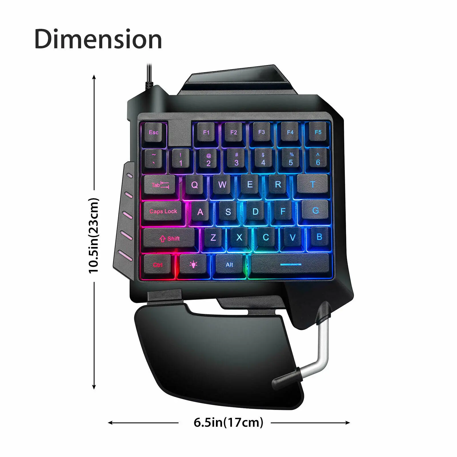 Эргономичная клавиатура с RGB подсветкой игровая одной рукой и подставкой в