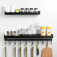 kitchen organizer storage wall mount spice racks aluminum shelves utensil spoon hanger hook kitchen gadgets accessories supplies