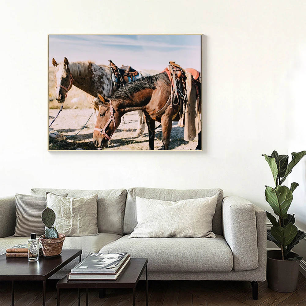 

Two Running Horses Canvas Oil Painting Art Animals Wall Art Poster Picture Decor For Living Room Home Decor Wall Print Painting
