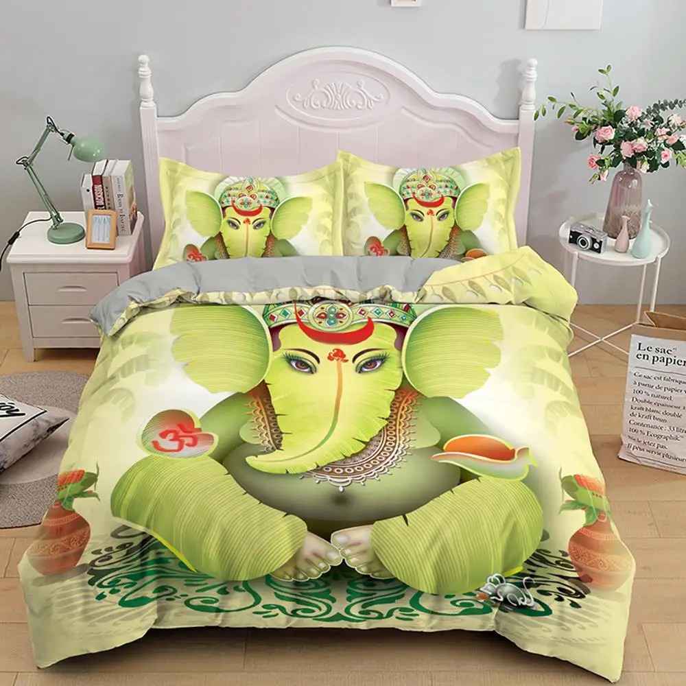 

Drop Shipping Quilt Covers Ganesha Pattern Duvet Cover Set Customize Design Bedding Sets King Full Single Size With Pillowcase