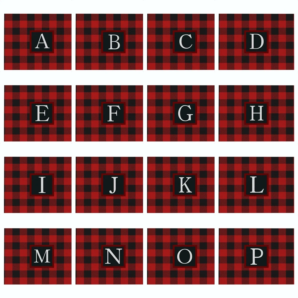 

Red Black Plaid Placemats Linen Geometric Grid Dining Table Mats Kitchen Home Christmas English Letter Placemat Pads Cup 32*42cm
