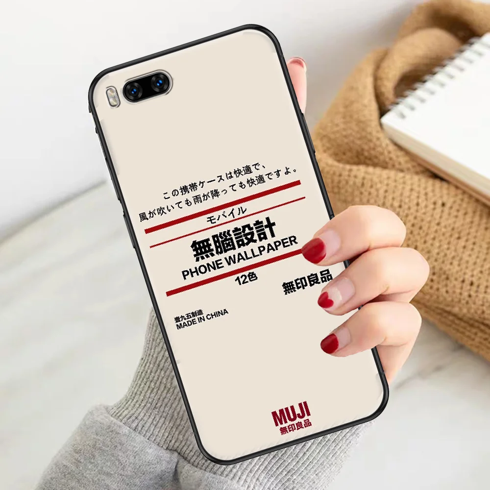 

Brand-MUJI-Japanese Phone case For Xiaomi Mi Max Note 3 A2 A3 8 9 9T 10 Lite Pro Ultra black trend funda painting shell fashion