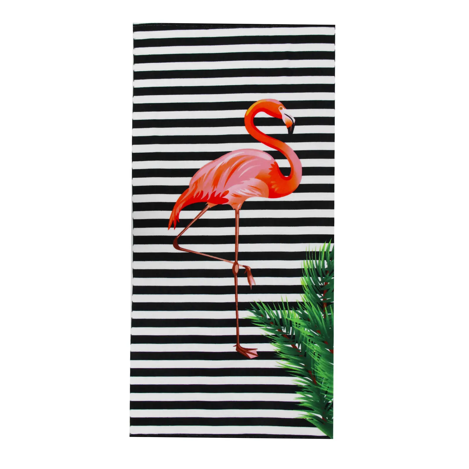

Quick Dry Beach Towel Microfiber Bath Towel 28*59inch Soft Swim Towel with Black White Stripe Flamingo Pattern Travel Swimming