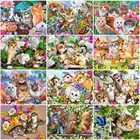 Алмазная мозаика MomoArt 5D сделай сам, картина с изображением кошки, стразы, алмазная живопись, Бабочка, животное, вышивка крестиком, Цветочная вышивка, украшение для стен