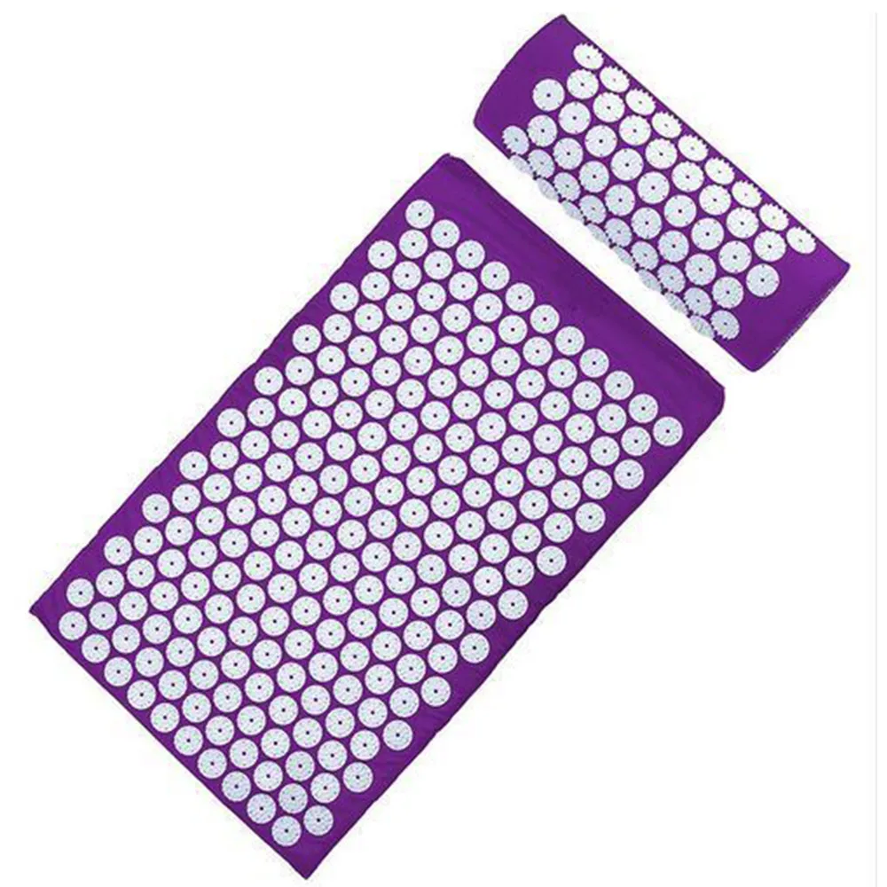 Purple Set 2 Массажер подушка макет головы акупрессур мат/подушка Массажный Комплект ковриков снимает спинку телесная боль Спайк коврик ковер йога расслабляющий коврик - Цвет: Purple Set 2