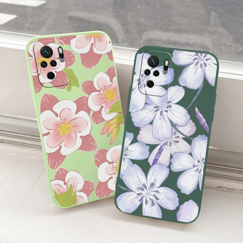 

Small Fresh Flowers Square Soft Case For Xiaomi Redmi Note 10 10S 9T 9 8 7 Pro Max Redmi 9 9A 9T K40 K30 K20 Pro Phone Cover