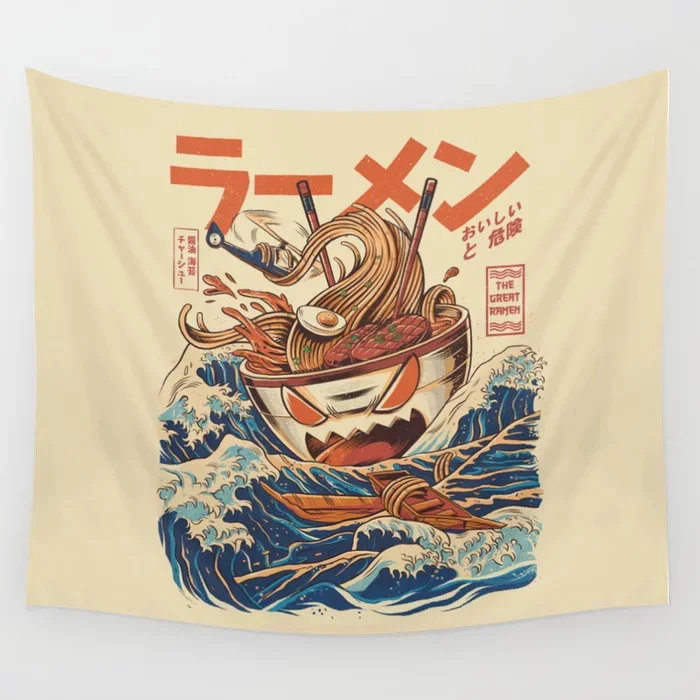 Great Ramen off Kanagawa настенный гобелен покрывало настенное художественное постельное