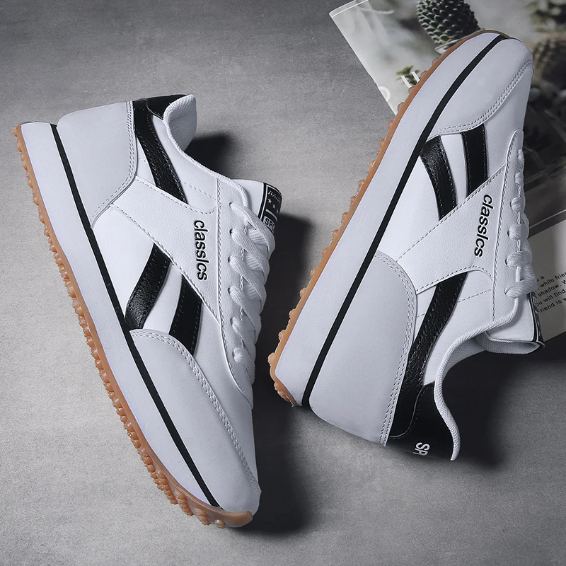 

Running Sneakers Men Comfortable Leather Sports Running Shoes for Men Mixed Color Flats Jogging Walking Athletic Shoes Man 2020