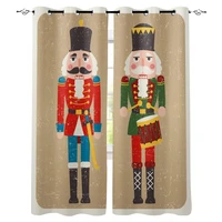 nutcracker soldier retro window curtains christmas home decor curtain for living room bedroom kitchen curtain panel