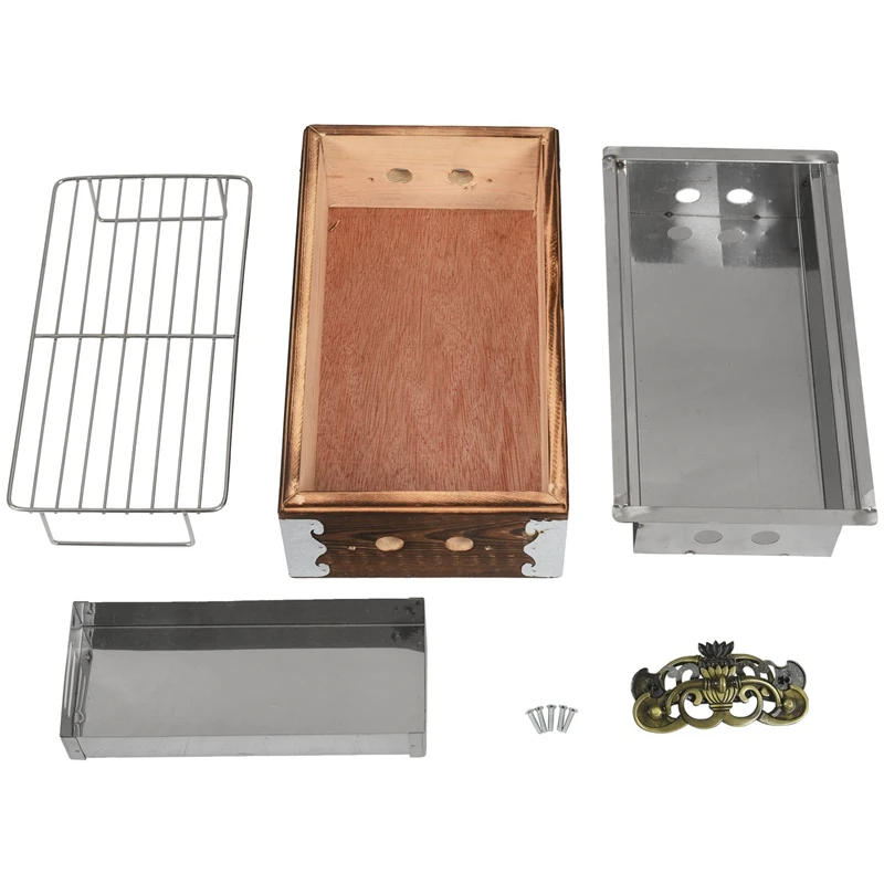 

Portable Wood Stainless Steel Bbq Grill Food Barbecue Cooking Tools Charcoal Barbecue Stove Camping Bbq Tools Kitchen Accessorie