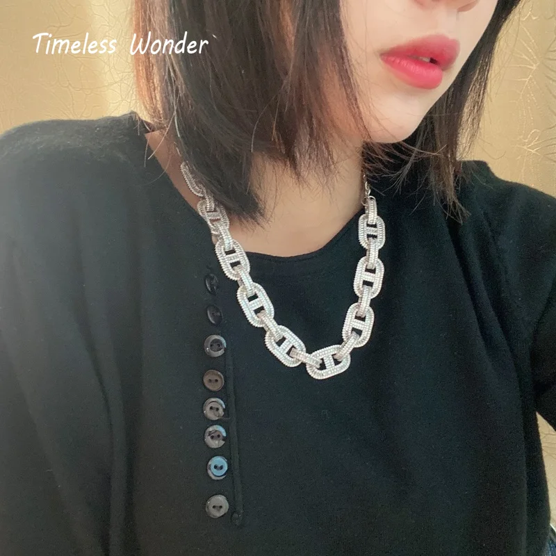 ?? タイムレス不思議見事なジルコニア豚鼻ステートメントネックレス女性宝飾デザイナートップファンシーインbontique滑走路レア3465