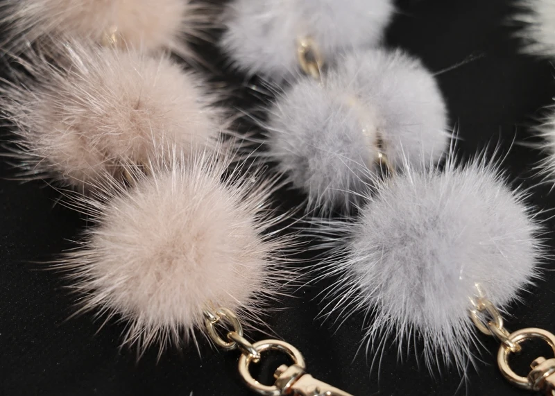 Сменная сумка на ремне из натурального меха норки Сумка с помпонами ручка для