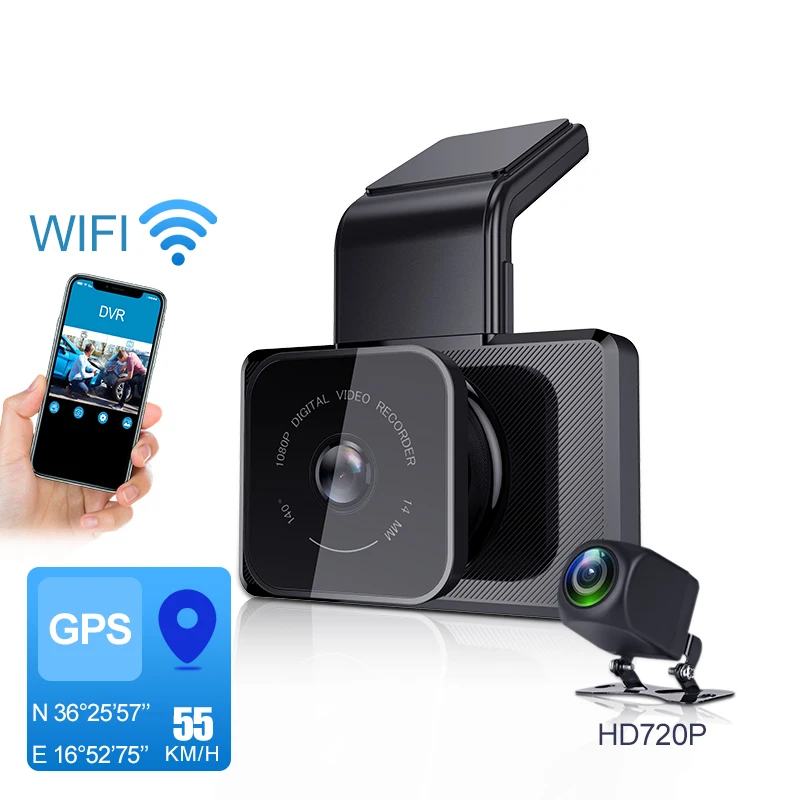 3-дюймовый мини Smart Dash Cam Wifi GPS слежения автомобиля видеорегистратор Даш Камера HD Ночное видение g-датчика приложение 1200 м Dashcam Авто Видео Регистраторы
