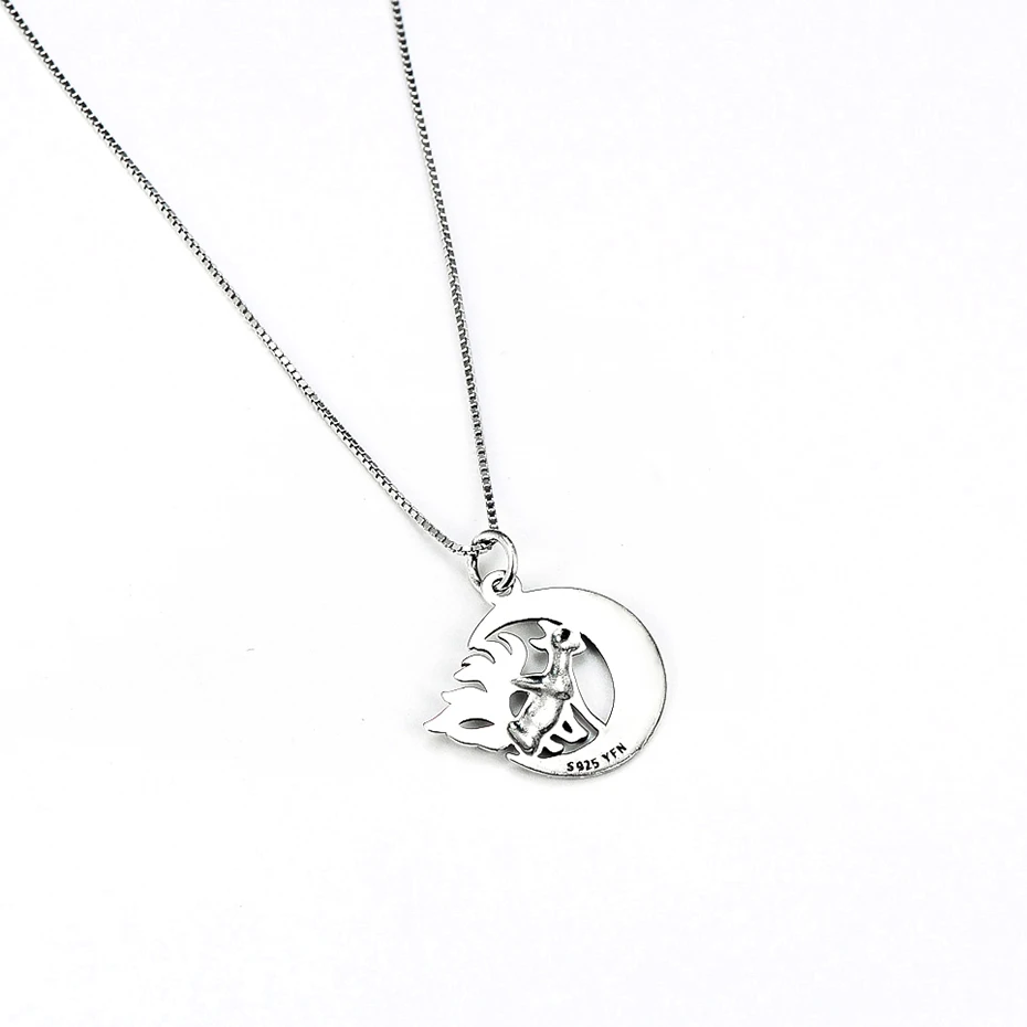 Ожерелье из серебра 925 пробы с подвеской в виде полумесяца и лисы|crescent moon|fashion