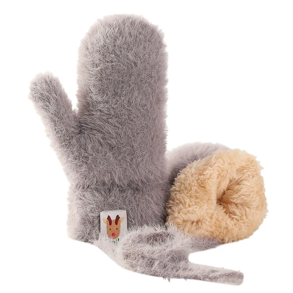 2020 autumn Winter new Cartoon Full Finger Warm Thicken Mittens Skiing Gloves Windbreak cashmere gloves kids #N11 | Аксессуары для