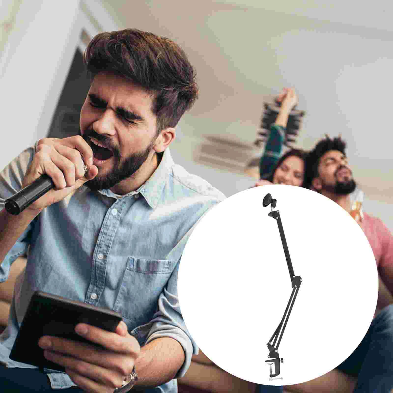 

Broadcasting Studio Microphone Mic Suspension Boom Scissor Arm Stand (Black)