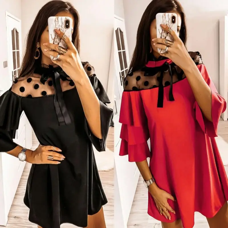 

Новинка 2020, женское сексуальное платье-трапеция с оборками, женское вечернее платье мини