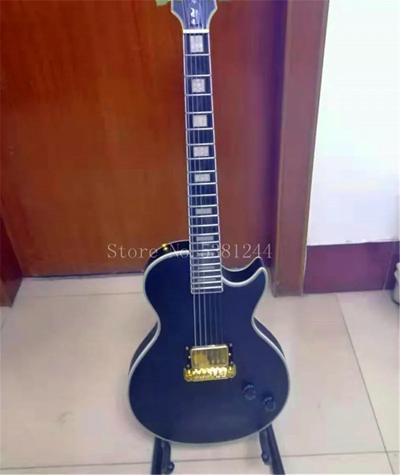 Бесплатная доставка 6 струнная черная фотоэлектрическая гитара золотые