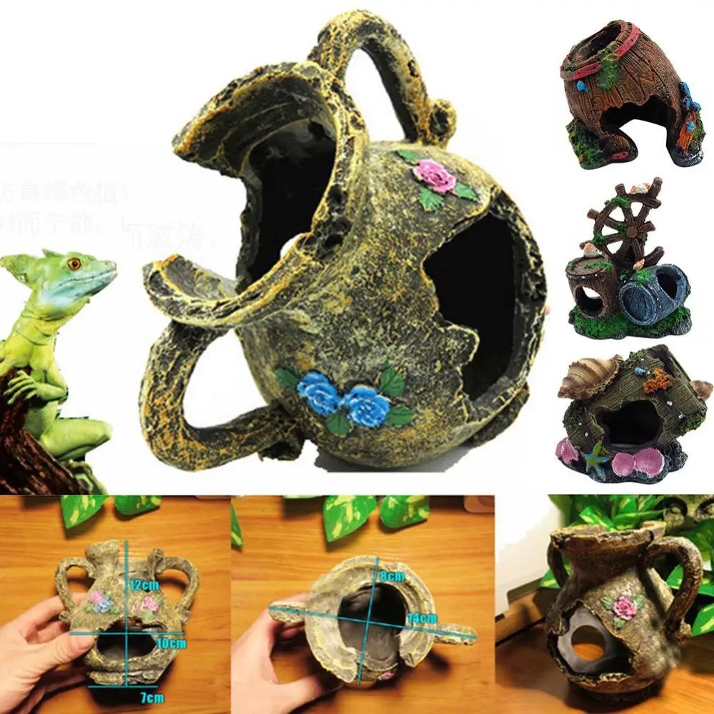 

Dropshipping Resin Crafts Antique Wine Barrels Aquarium Fish Tank Reptilia Hiding Landscape