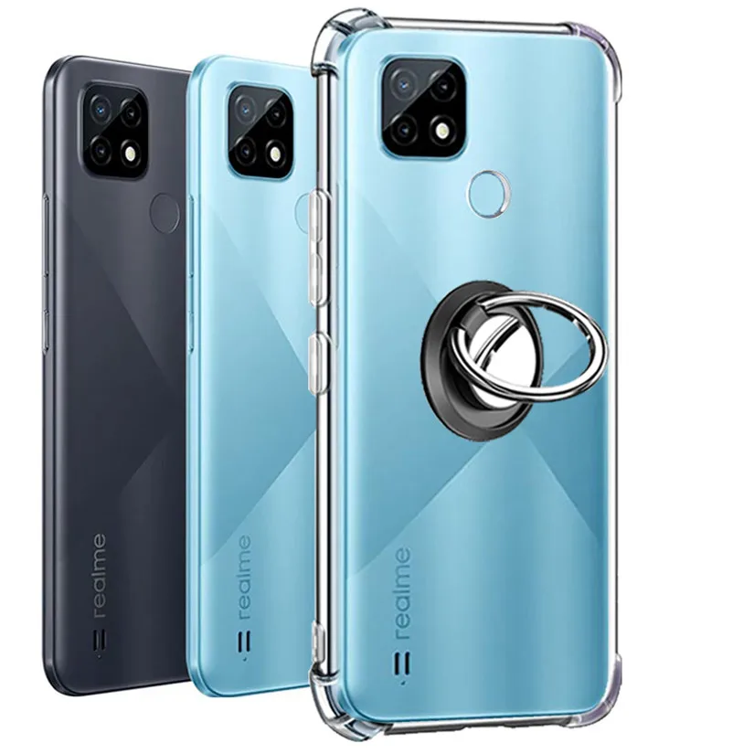 

For Realme C21 GT Neo2 Ring Case,Phone Case Realme 7 8 Pro Realme GT Neo 2 Silicone Transparent Shockproof Cover Realmi 8i 8Pro