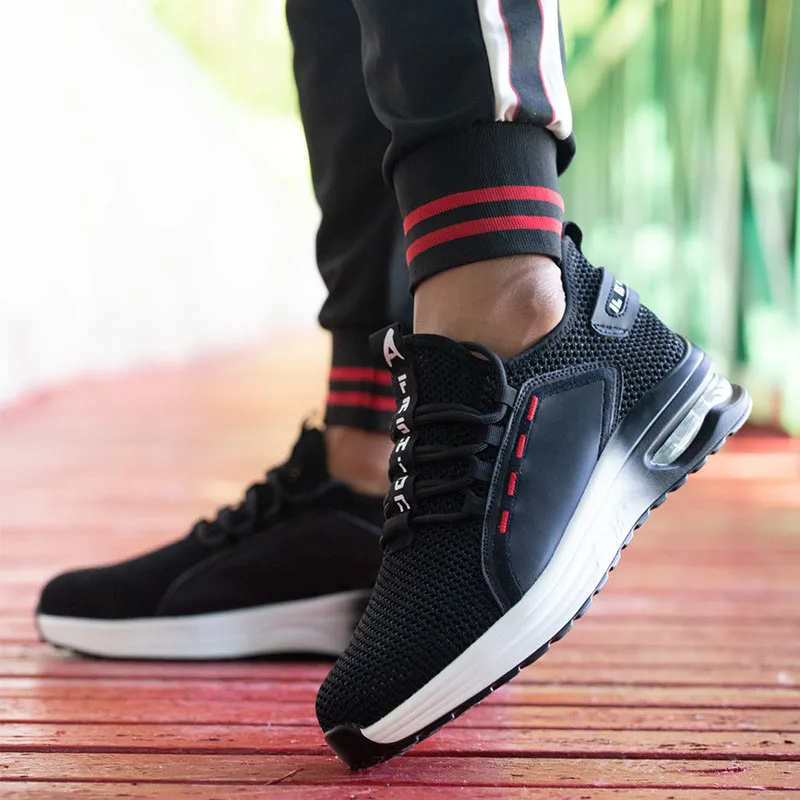 Защитные рабочие ботинки для мужчин дышащие из сетчатого материала со стальным