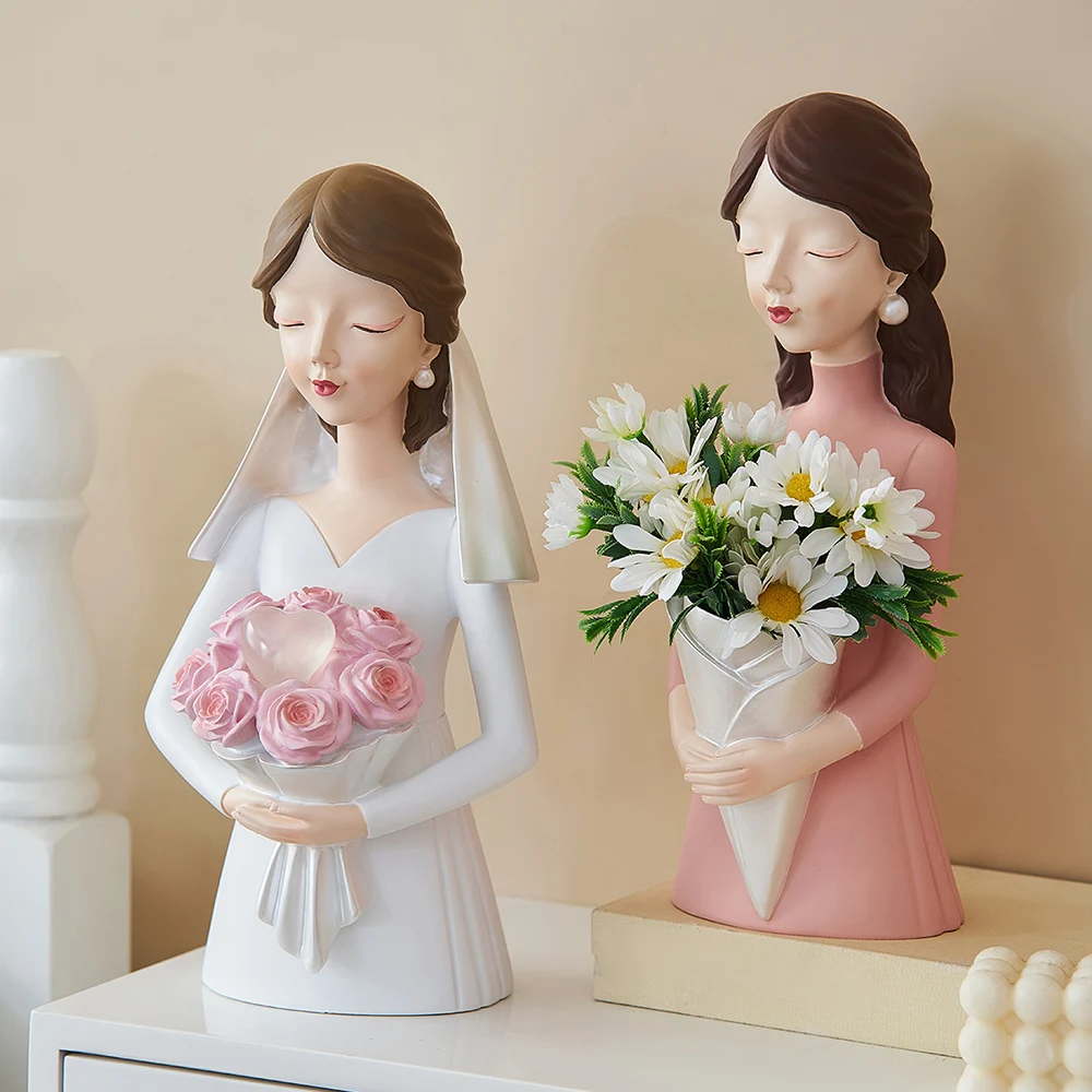 

Современный скульптура женщины украшения для дома: вазы, свадебные подарки украшения дома и офиса украшение стола Гостиная резиновая стату...