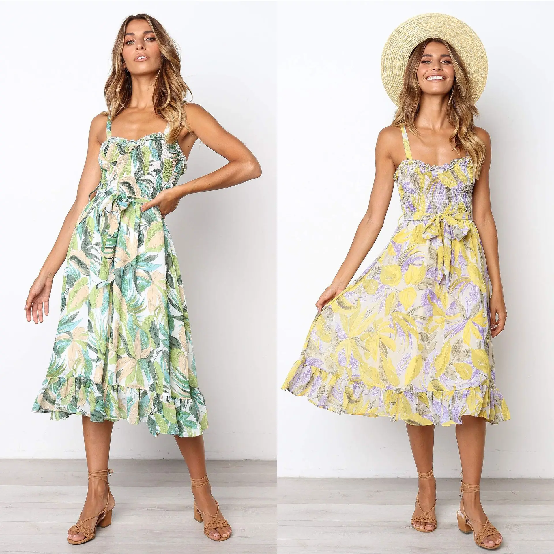 Модное платье на бретельках с принтом Длинное Платье женское Vestidos De Fiesta модные