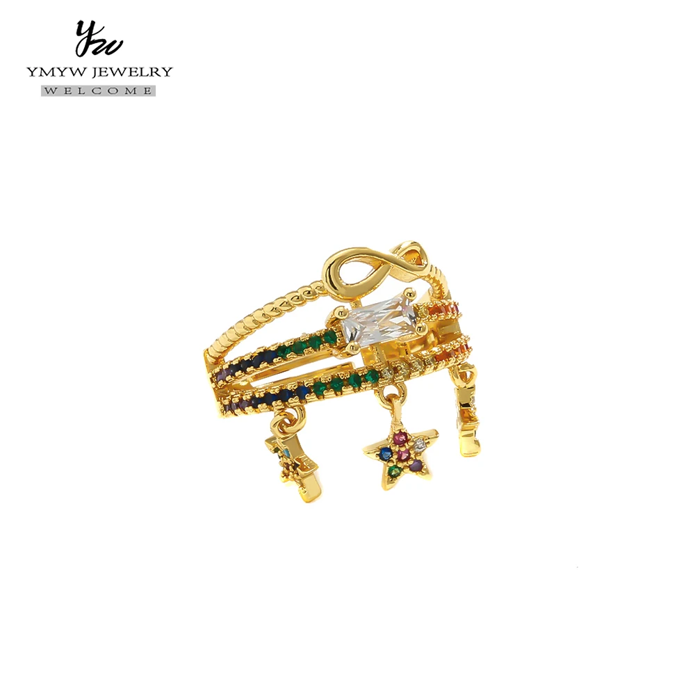 YMYW модные медь кубический цирконий очаровательные кольца звезды изысканный