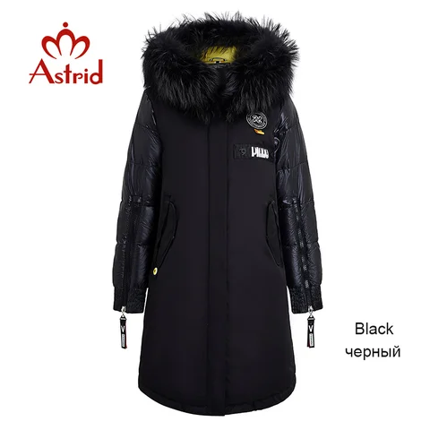 Astrid 2022 Winter New Chegada Mulheres Down Jacket com um estilo de moda de colarinho de pele com um casaco de inverno longo de capuz AR-3022