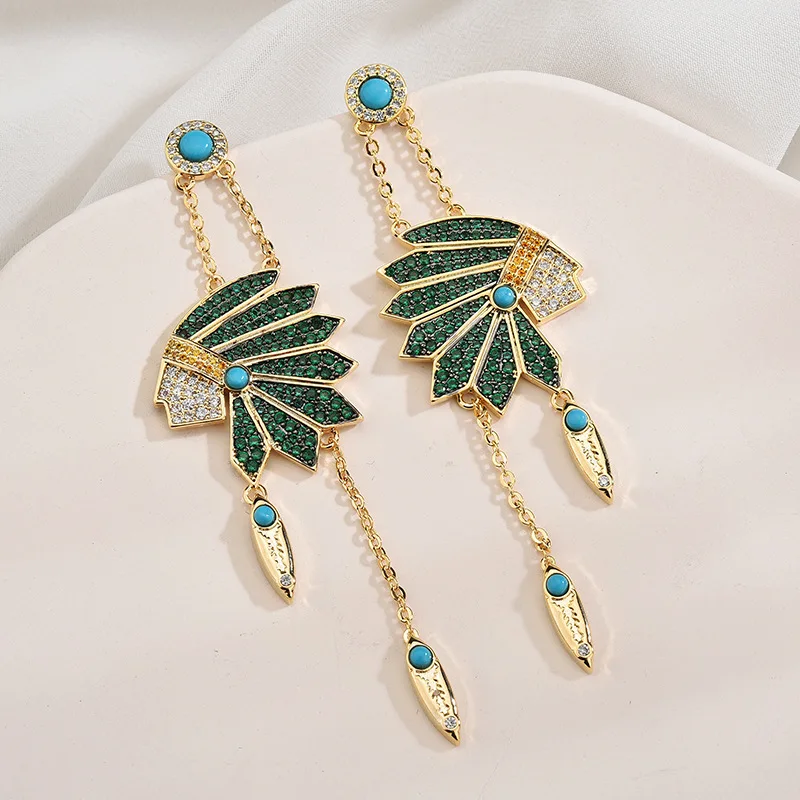

European and American Retro Fashion S925 Needle Earrings Indian Head Earrings Female Temperament Exotic Earrings