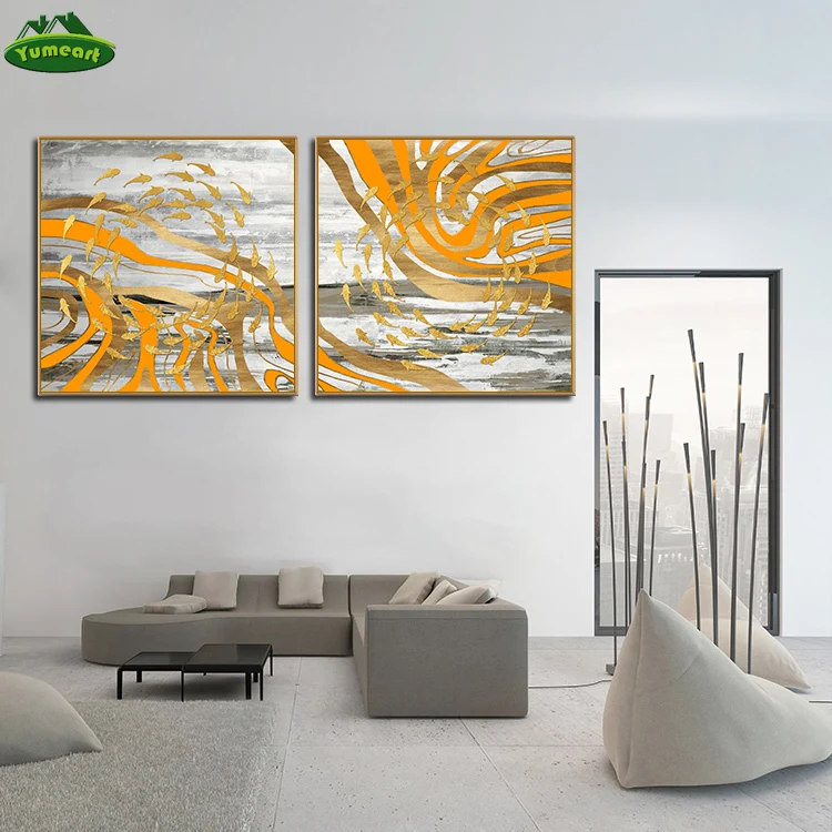 Абстрактная масляная живопись напечатанная на холсте HD плакаты принты рыба