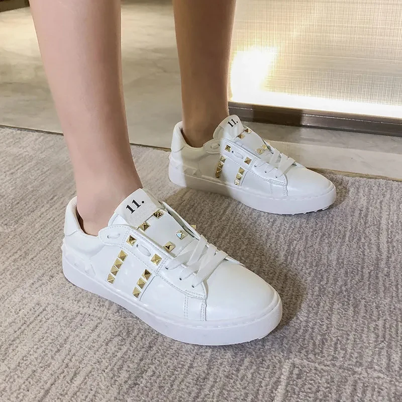 

Little White Shoes Fashion Shoes Casual Platform Shoes Lace Solid Color Shoes Woman Shallow Women Sneakers Size 44 Womens Shoes