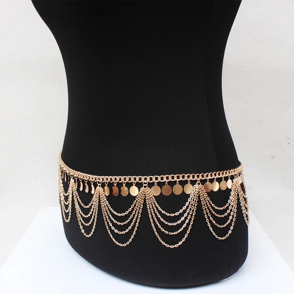 

FEECOLOR Ethnic Style Jewelry Retro Gold Punk Belly Dance Body Necklace