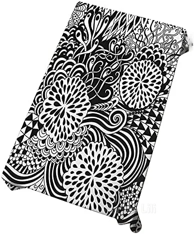 

Black Flower Rectangular Abstract Seamless Pattern Polyester Table Cloth