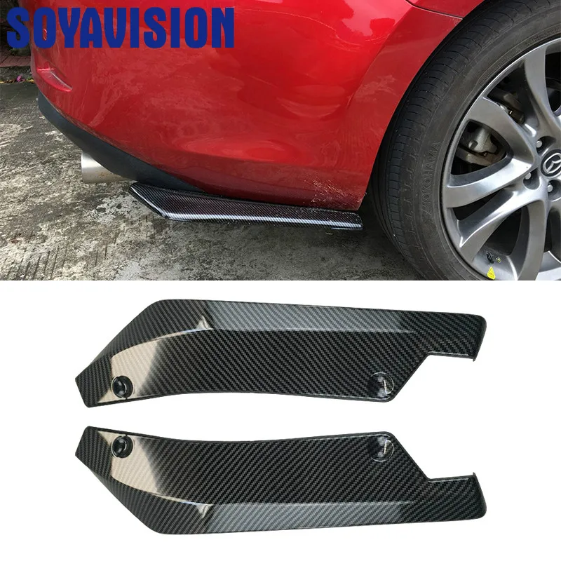 Pair Universal Car Rear Bumper Lip Diffuser Splitter Canard Angle Side Skirt Extension Spoiler Decorative Protection Cove | Автомобили и