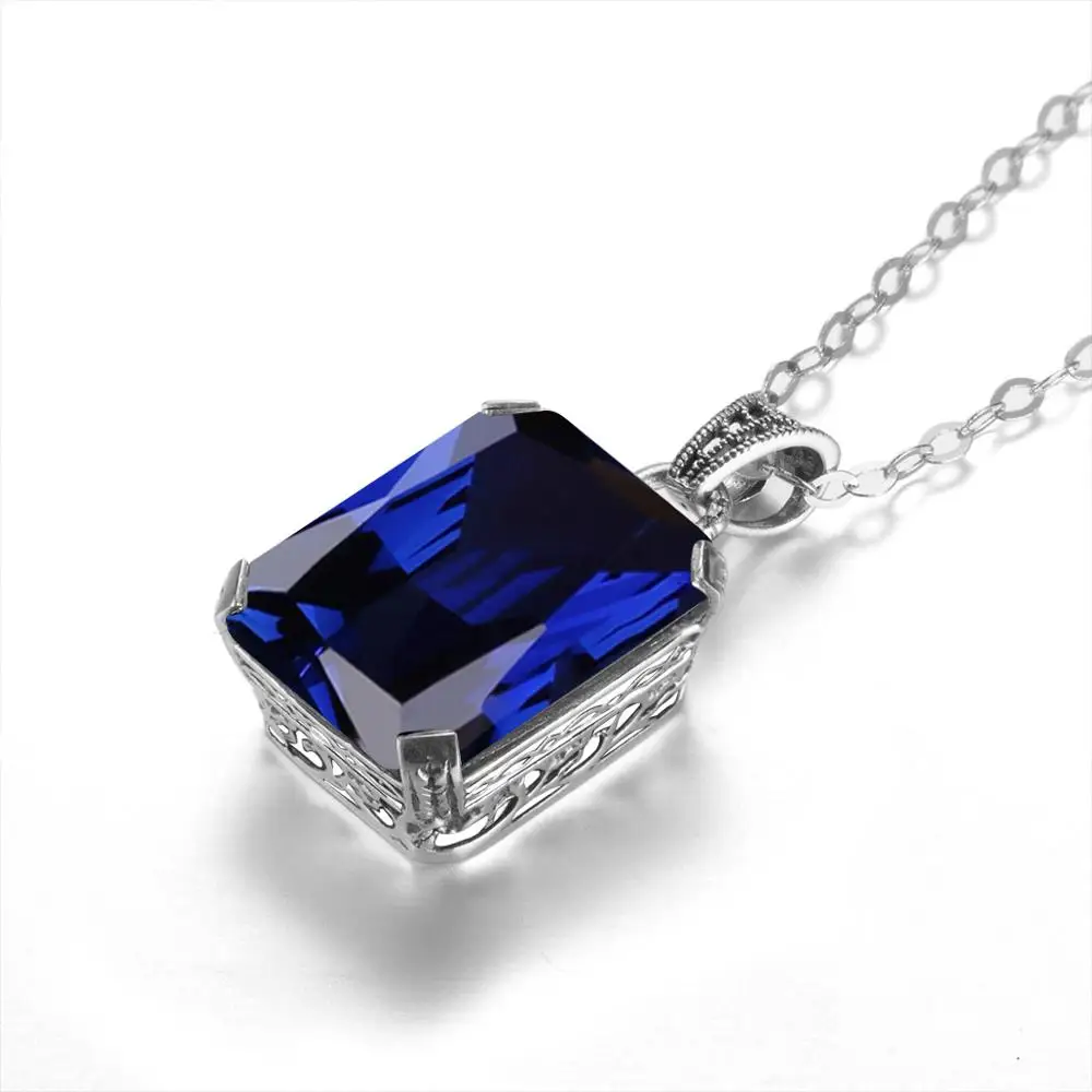 Szjinao S925 серебряное ожерелье подвески для женщин сапфир драгоценный камень
