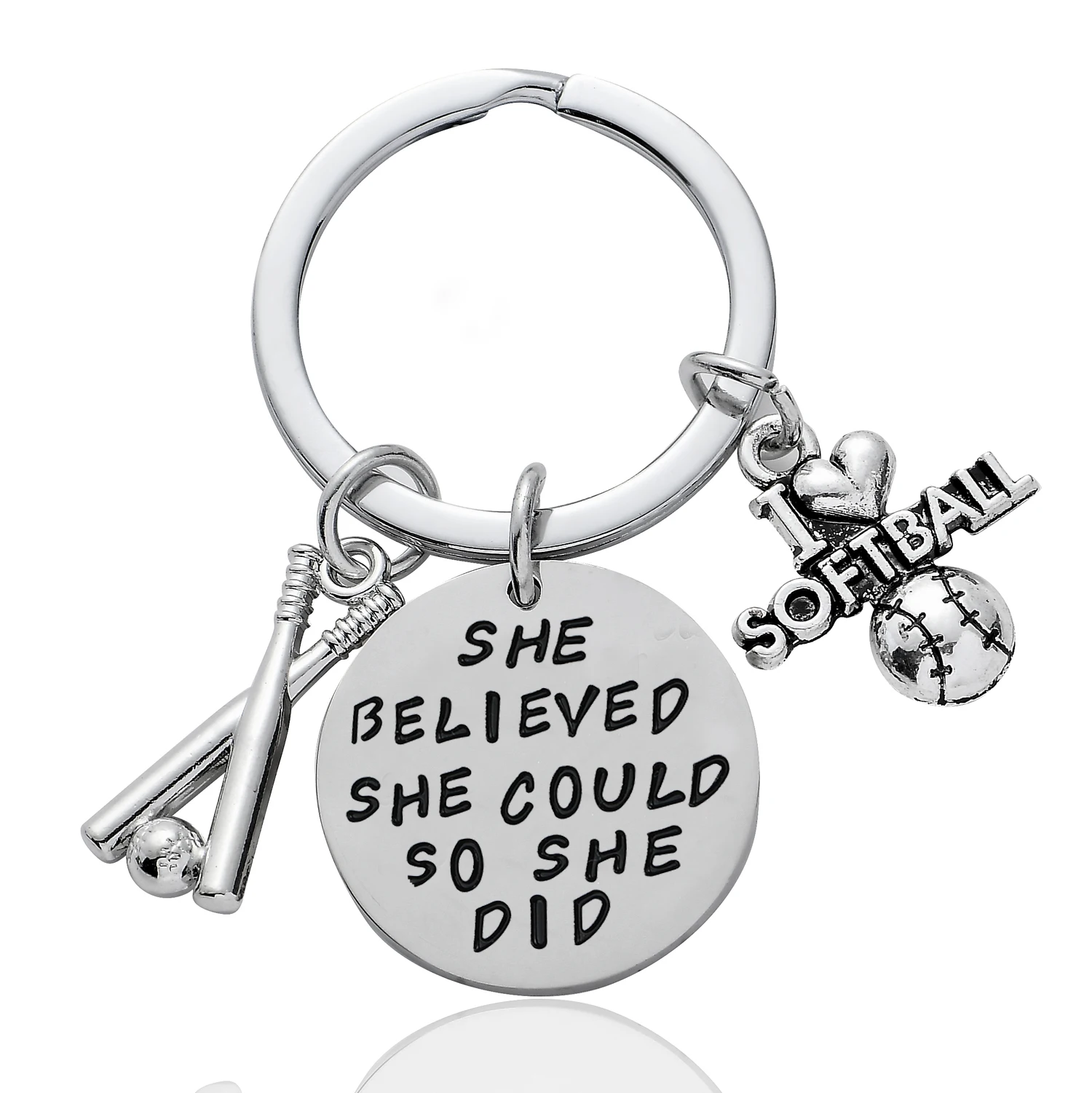 

36 шт., она верила, что она может так, что она делала, брелки, я люблю софтбол, надпись, бейсбол, Очаровательные Брелки, женские подарки для девушек, Лидер продаж