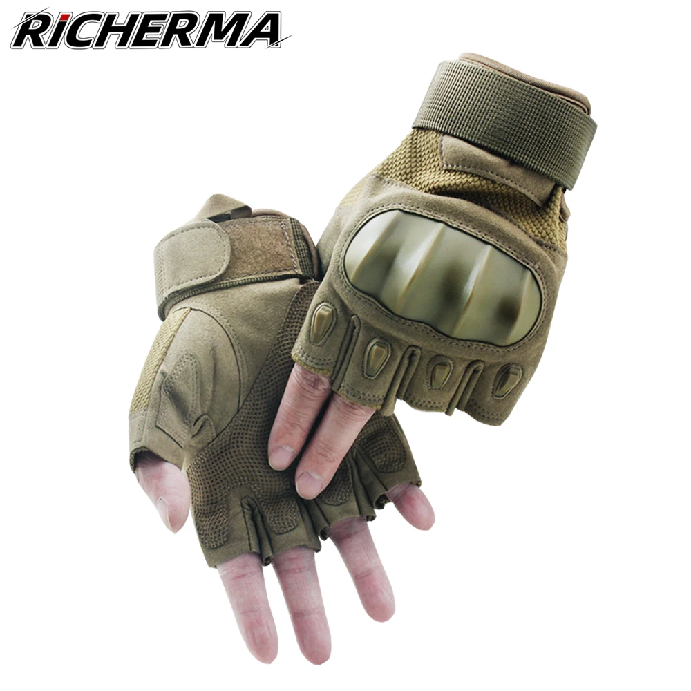 Мотоциклетные перчатки без пальцев с твердыми костяшками для езды на велосипеде