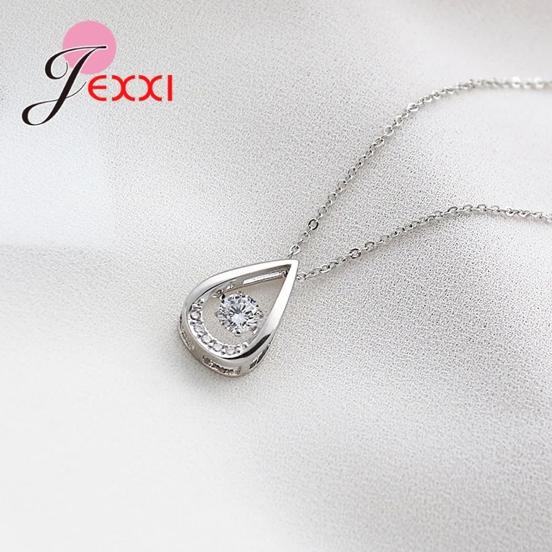 

Fashion Waterdrop Shaped Big Pendant Necklace With Shiny Cubic Zirconia Jewelry For Women Clothes Accessories