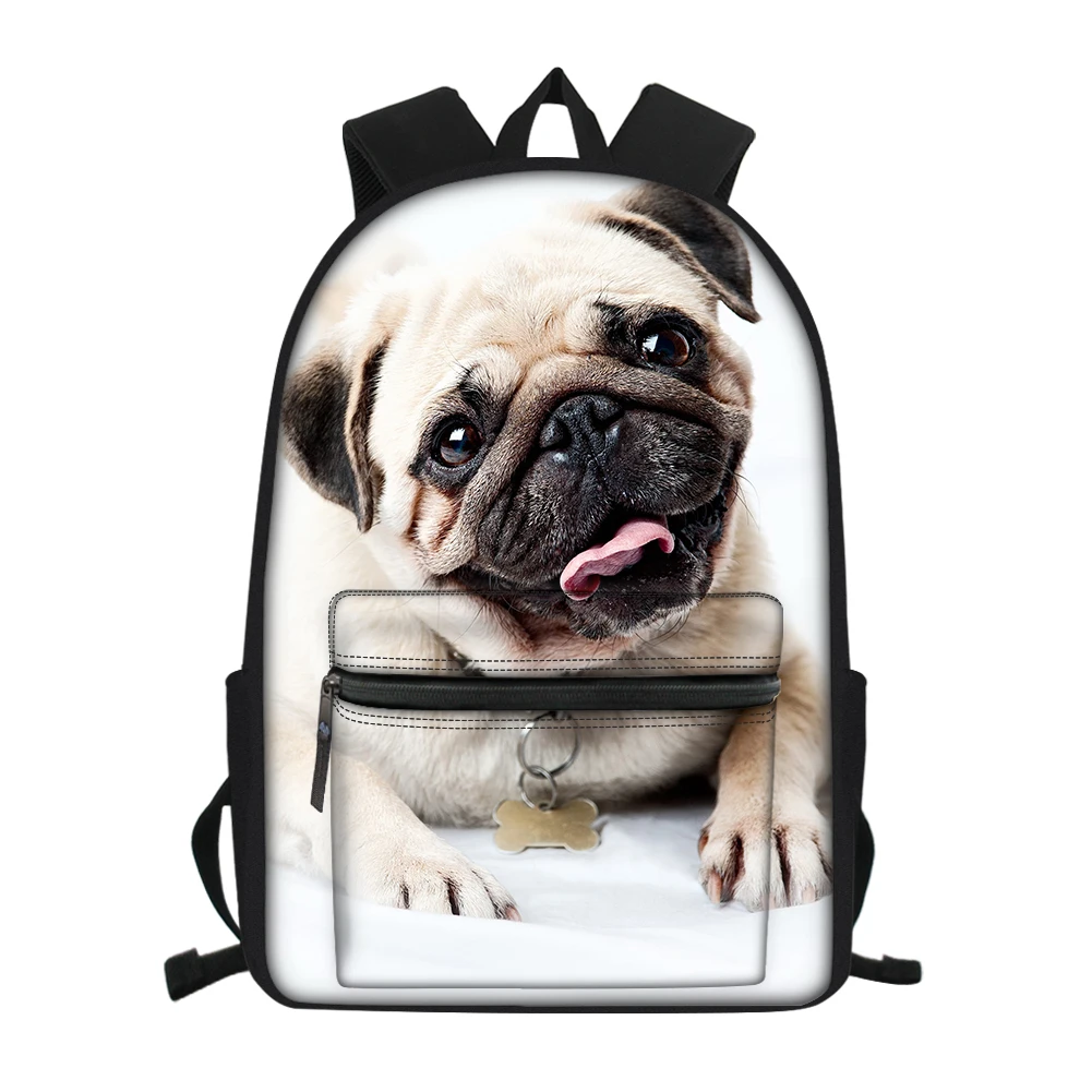 

Школьные ранцы для мальчиков и девочек, классный школьный рюкзак с 3D рисунком собаки и мопса для подростков, дорожная сумка на плечо, сумки д...