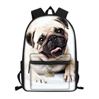 Школьные ранцы для мальчиков и девочек, классный школьный рюкзак с 3D рисунком собаки и мопса для подростков, дорожная сумка на плечо, сумки для книг, 16 дюймов