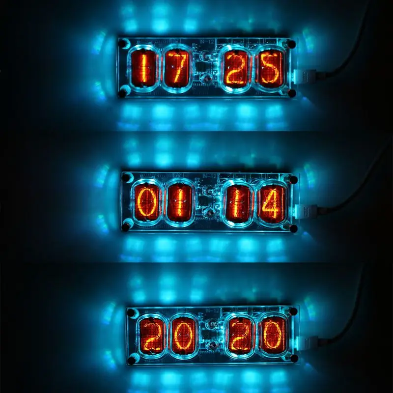 Часы IN-12 светящаяся трубка 4-битные DS3231 IN12 Nixie декоративные часы в стиле стимпанк