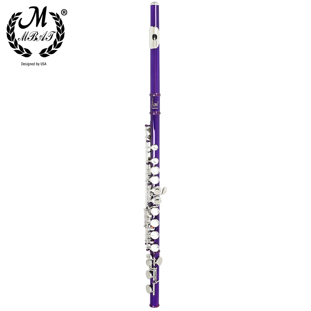 M MBAT фиолетовая Флейта с 16 отверстиями серебристая замкнутым отверстием