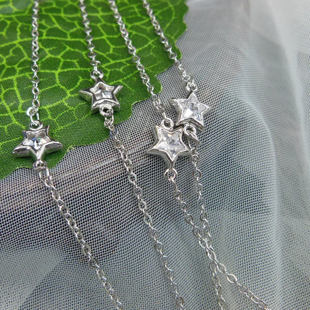 2 метра 8 мм звезда кубическая инкрустация цирконием медная цепь для DIY аксессуары