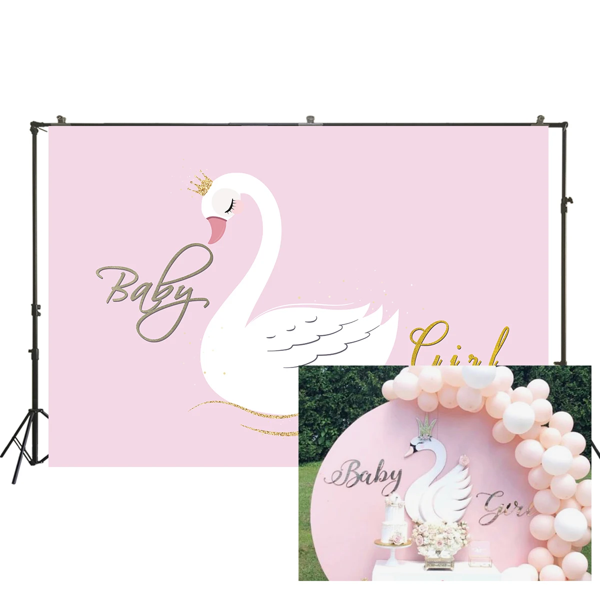 Фон для дня рождения Лебедь розовый изготовленный на заказ маленьких девочек