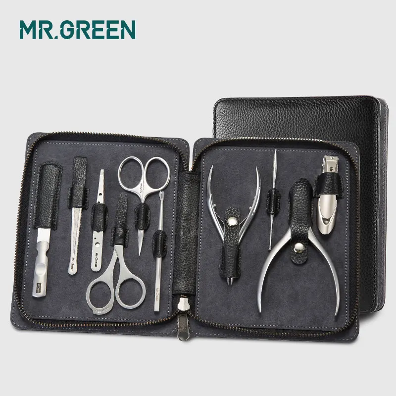 MR. GREEN кусачки для ногтей Ножницы импортные из воловьей кожи 10 в 1 маникюрный набор